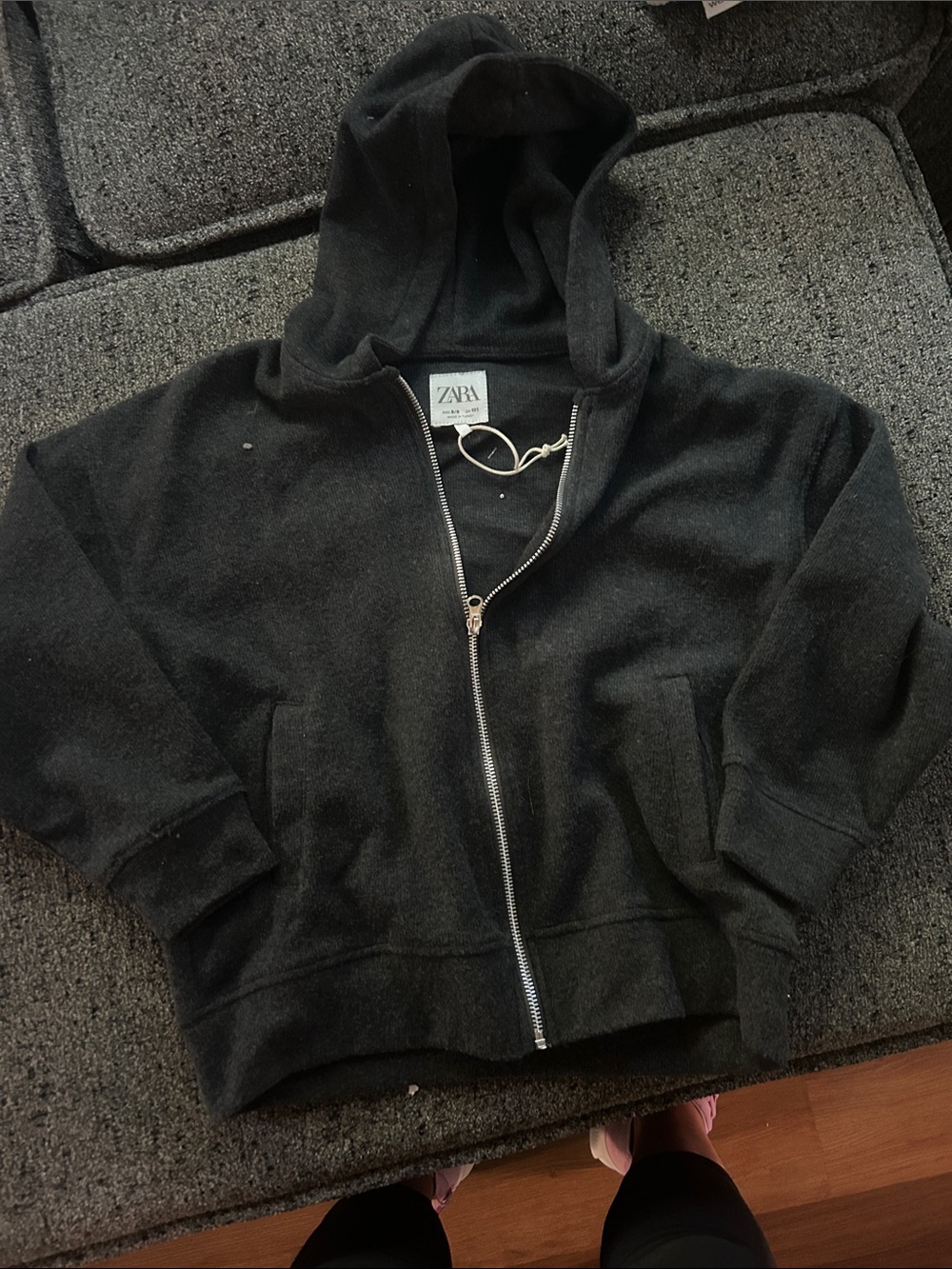 Zara Black Full-Zip Hooded Jacket